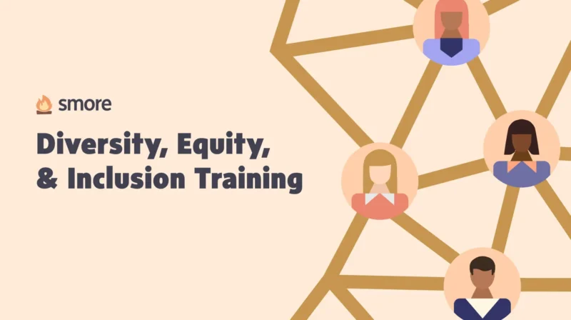 Graphic portraits of people connected into a network. Text saying Diversity, Equity, and Inclusion Training.
