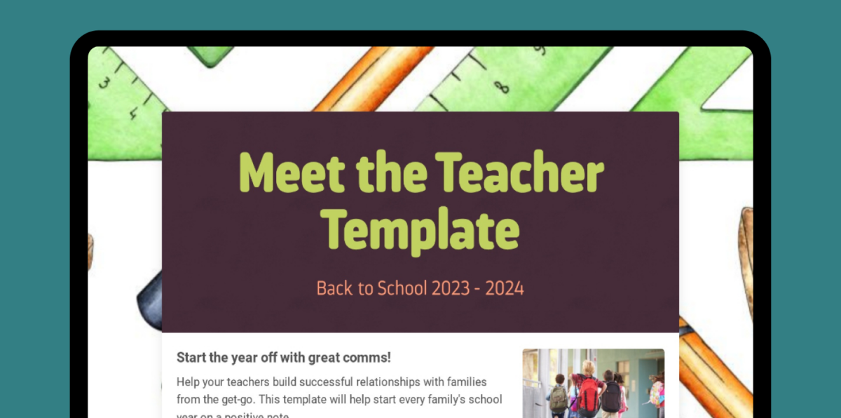 Meet the Teacher newsletter template.