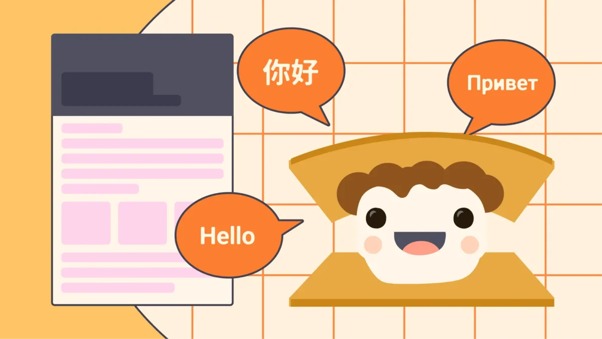 Smore mascot speaking different languages.