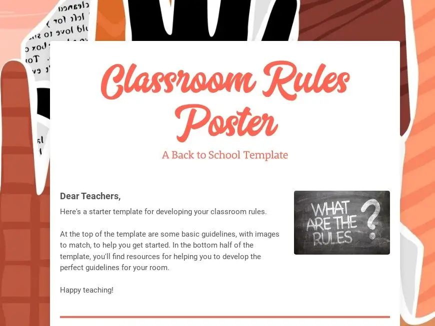 Classroom Rules Poster newsletter template.