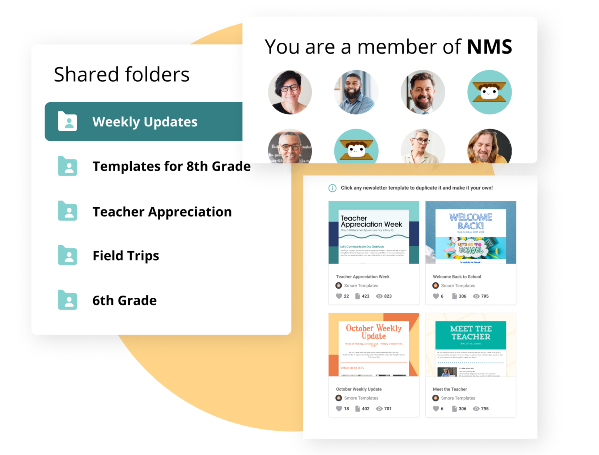 Shared folders feature in Smore.