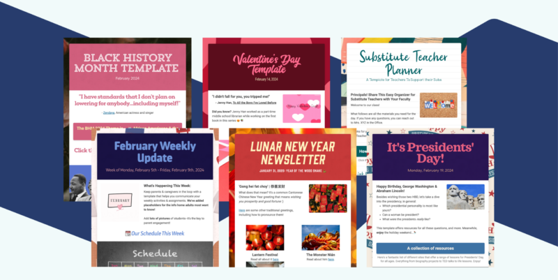 A group of February Newsletters