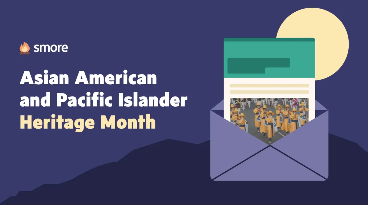 Graphic purple envelope and text saying Asian American and Pacific Islander Heritage Month.