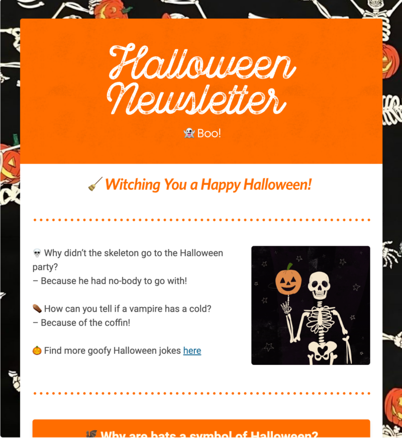 Halloween newsletter template.