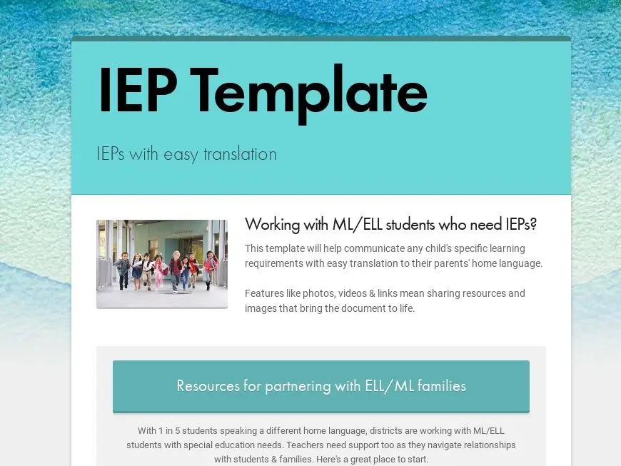 IEP newsletter template.