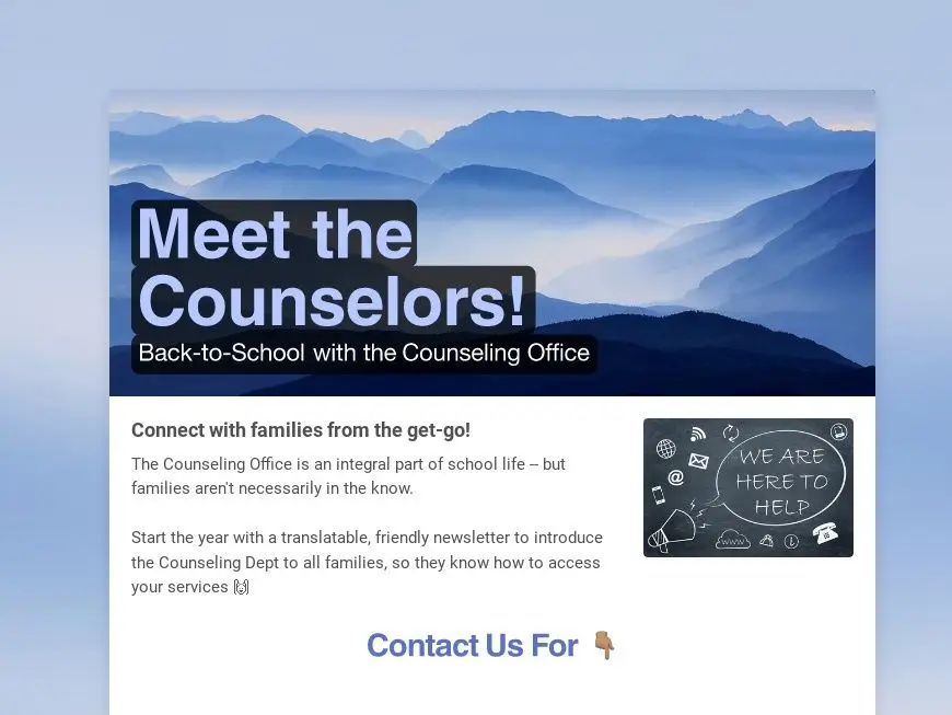 Meet the Couselors newsletter template.