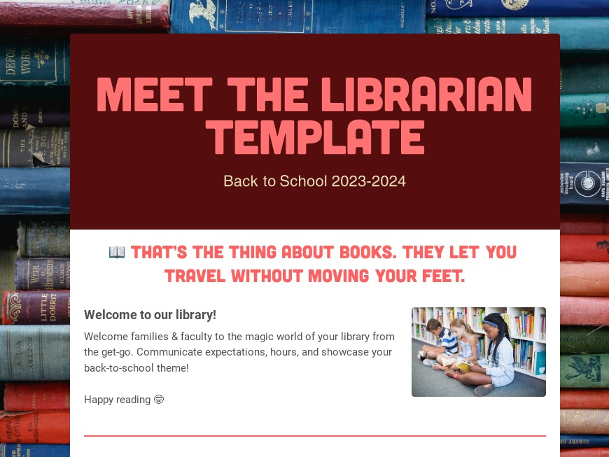 Meet the Librarian school newsletter template