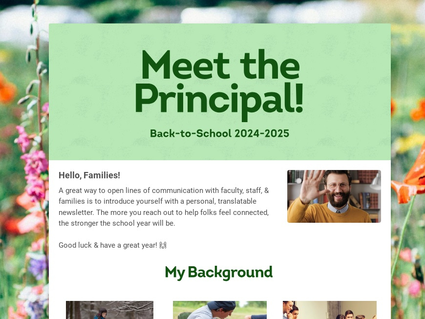 Meet the Principal school newsletter template