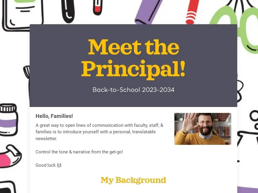 Meet the Principal newsletter template.