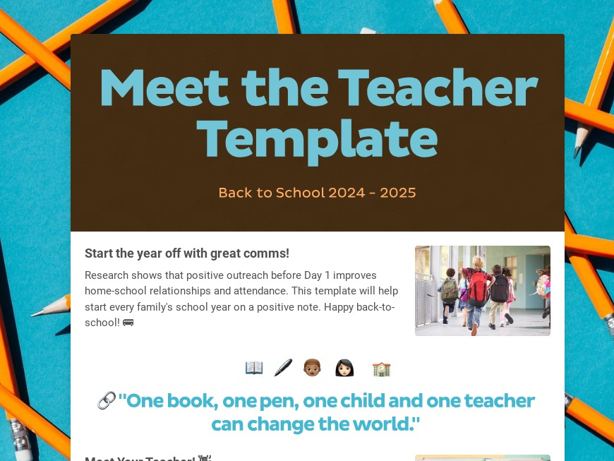 Meet the Teacher school newsletter template