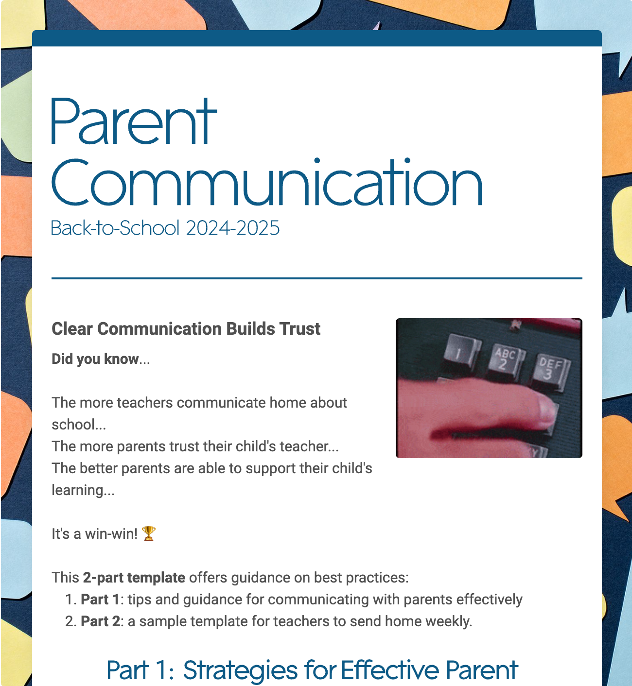 Parent communication newsletter template