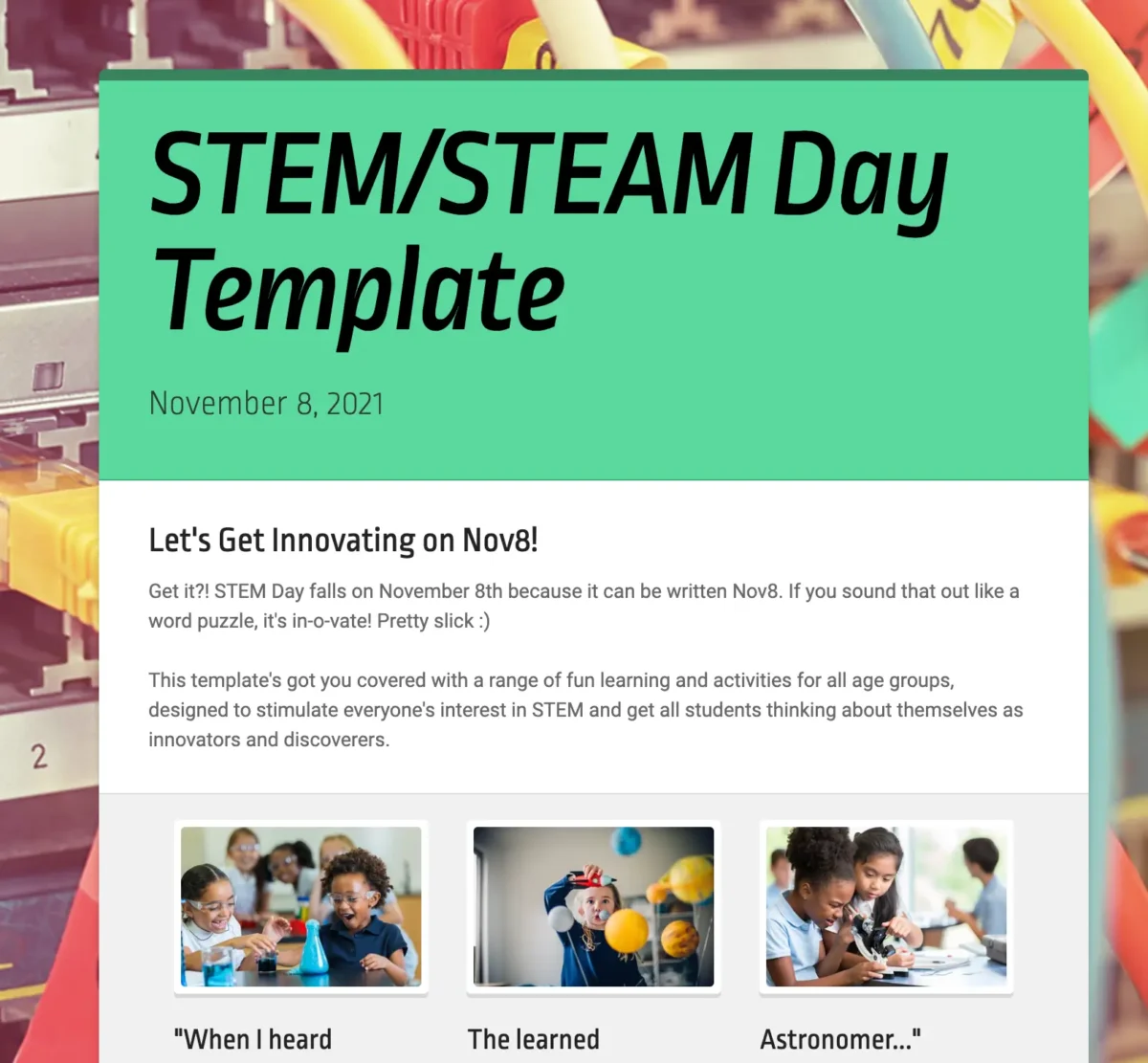 STEM STEAM Day newsletter template.