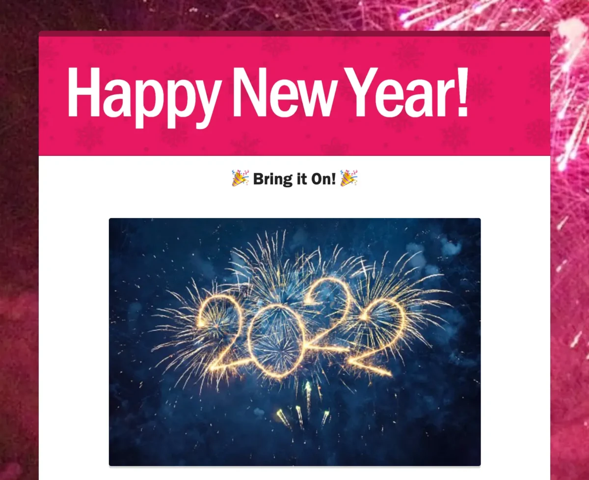 Happy New Year newsletter template.