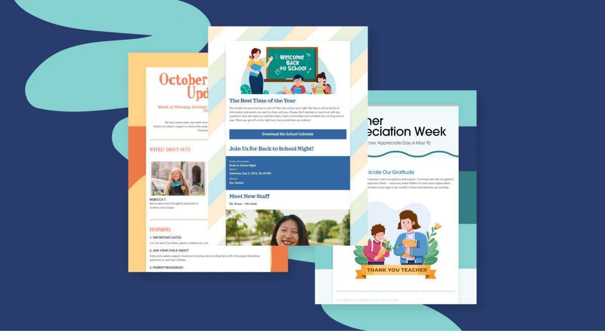 Graphic of different newsletters to parents.