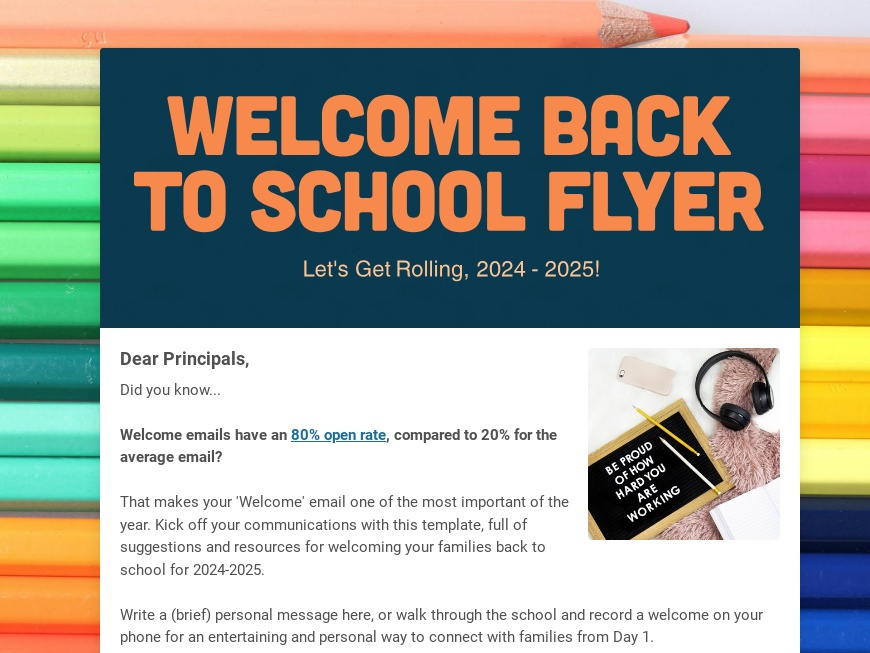 Welcome Back to School from the Principal school newsletter template