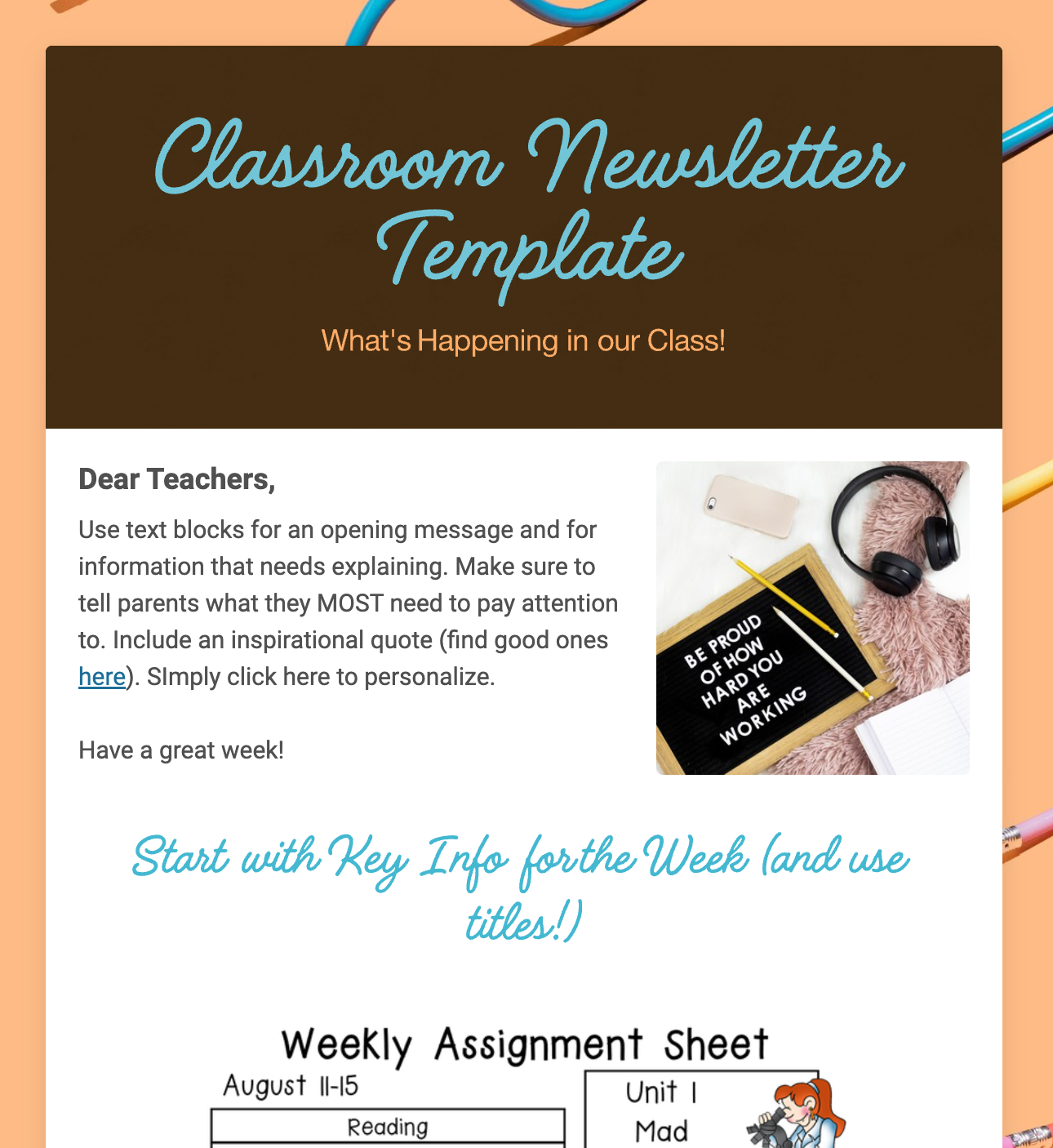 Classroom newsletter template.