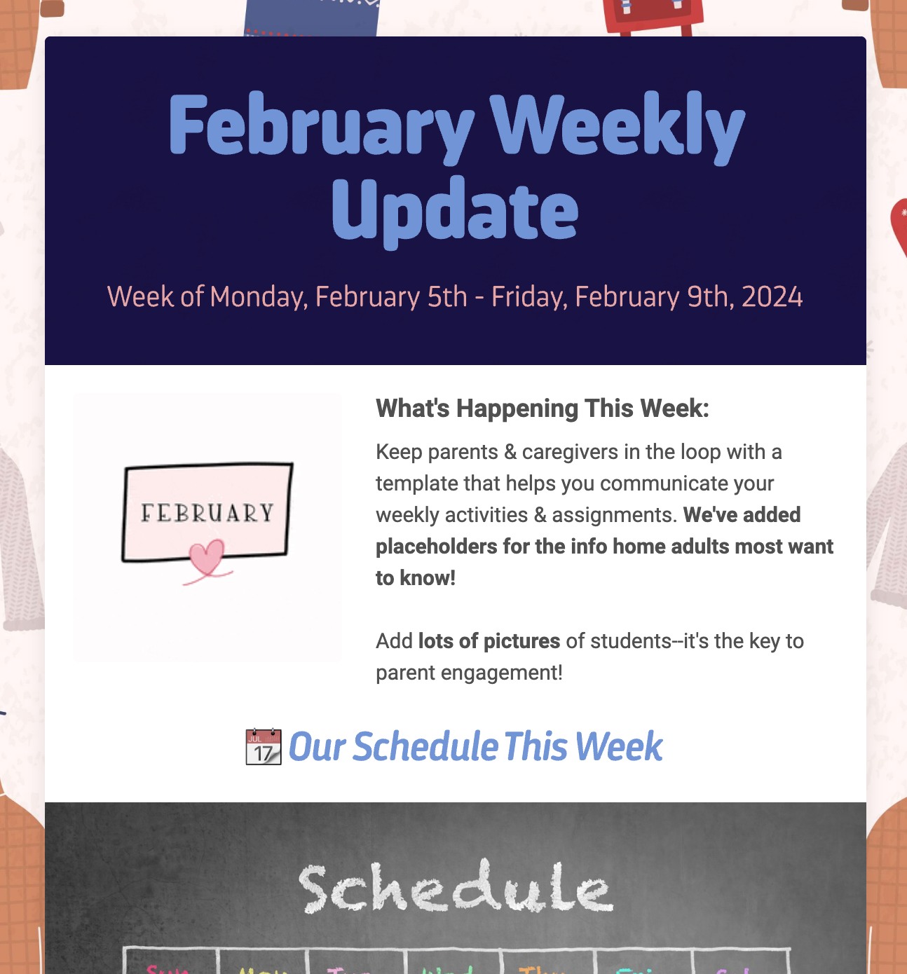 February weekly update template.