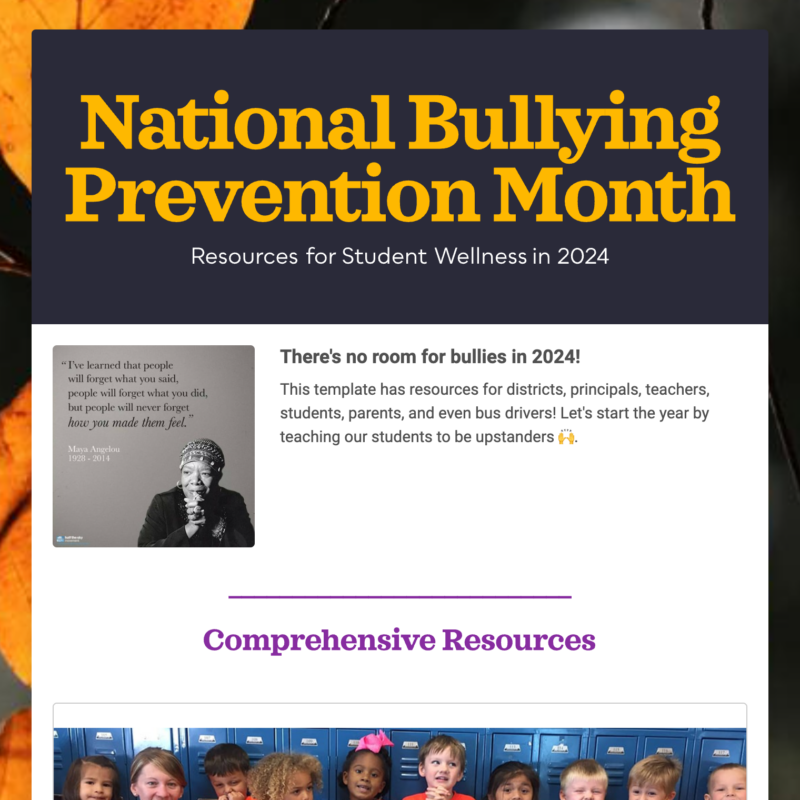 National Bullying Prevention Month template