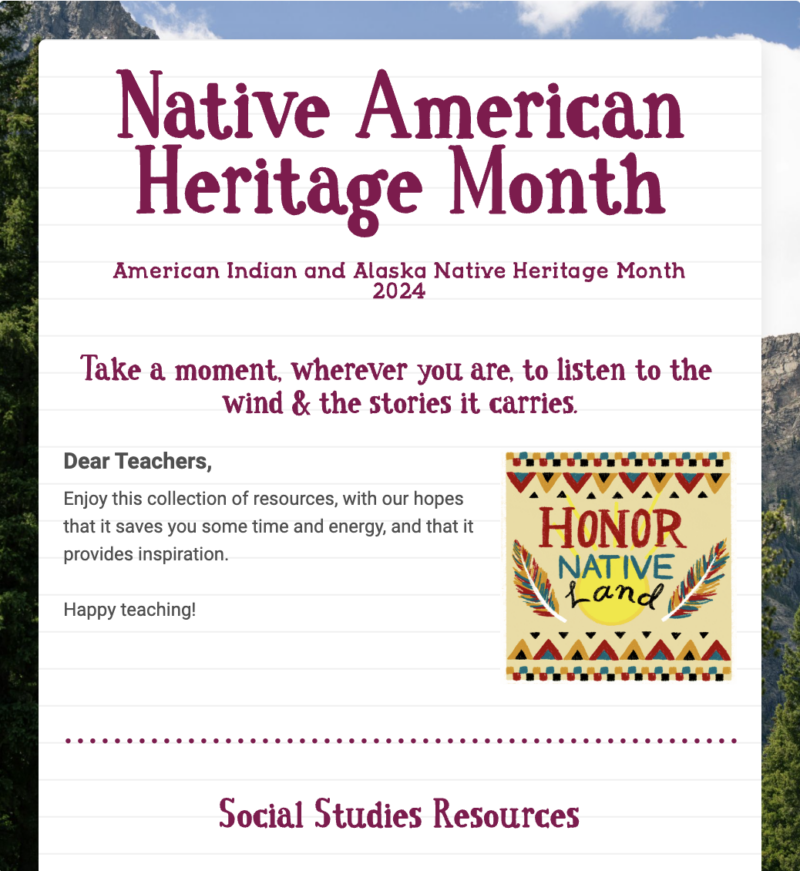 Native American Heritage Month newsletter template.