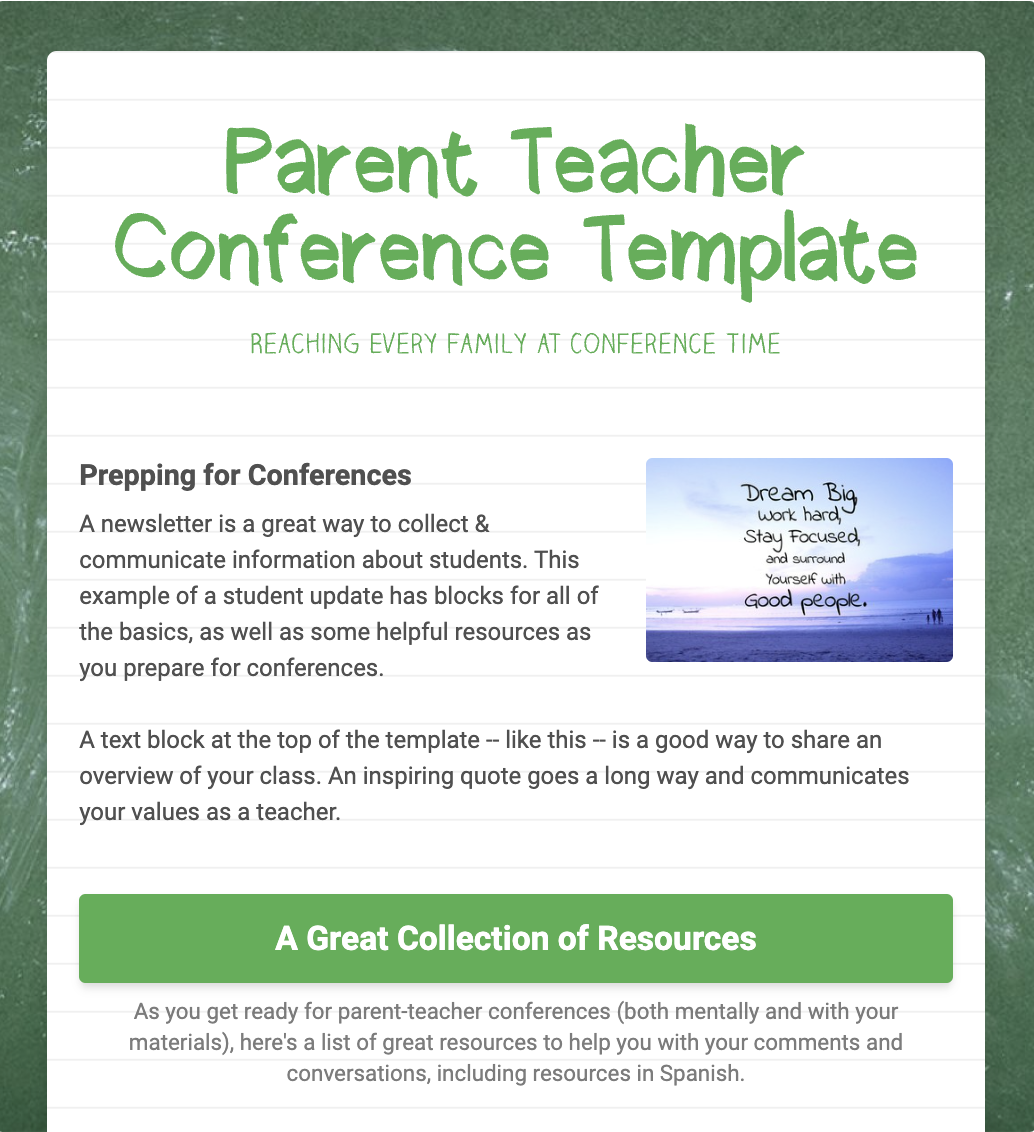 Parent Teacher Conference Template