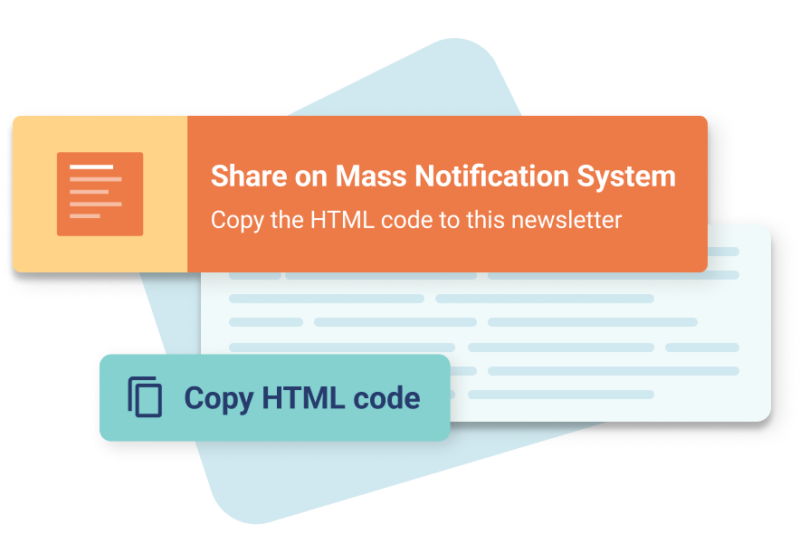 Button saying Copy HTML code and popup notification.